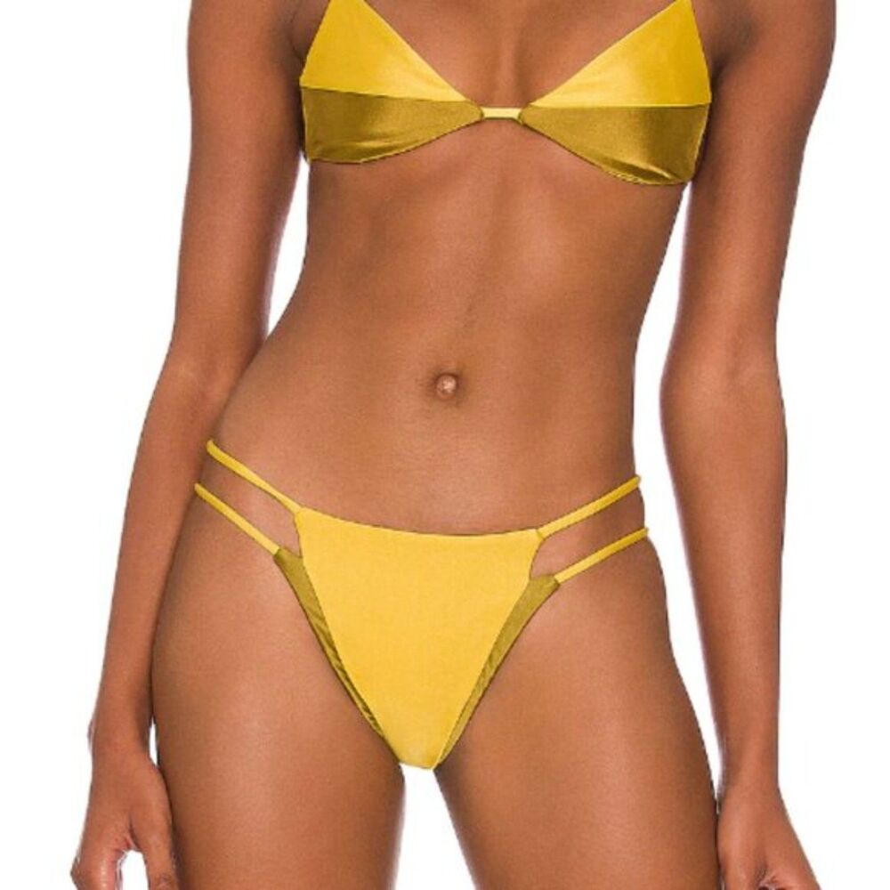 LOVEWAVE Bikini Set- The Edwina in Chartreuse & Olive, Medium